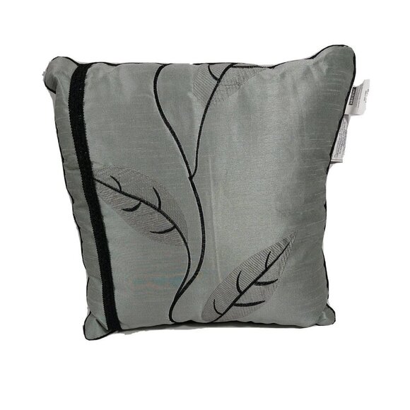 Nanshing Square Throw Pillow Embroidered Black Green Floral Bed Sofa 14" x 14" - Picture 1 of 5